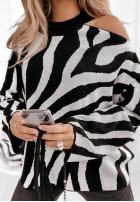 Sweter oversize w zebrę Savania biały
