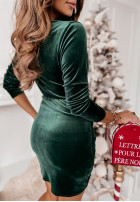 Velour Dress z marszczeniem Adelaide in bottle green