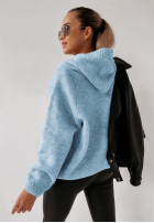 Sweter oversize ze sznurowaniem i kapturem Laossi błękitny