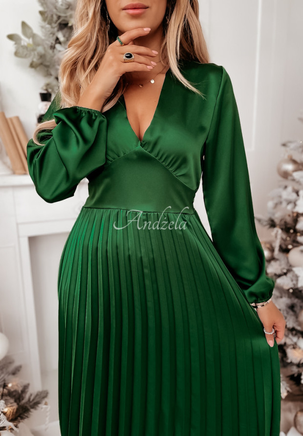 Plisowana sukienka maxi Casidea II zielona