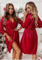 Kopertowa Dress z cekinami Bling in red