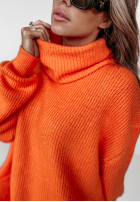 Długi sweter z golfem Delicate pomarańczowy