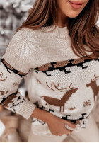 Krótki świąteczny sweter Letter To Santa beżowy