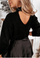 Krótki sweter z dekoltem Fernandez czarny