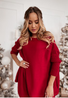 Dzianinowy sweter sukienka oversize California czerwony