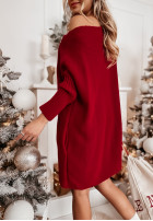Dzianinowy sweter sukienka oversize California czerwony