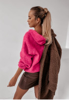 Sweter oversize ze sznurowaniem i kapturem Laossi neonowy różowy