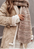 Pleciony Shawl Laponia in mocha-in ecru