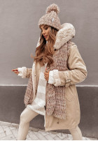 Pleciony szal Laponia mokka-ecru