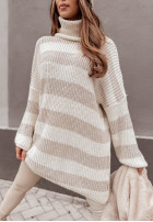 Jumper oversize z golfem w paski Bernard in beige