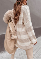 Jumper oversize z golfem w paski Bernard in beige