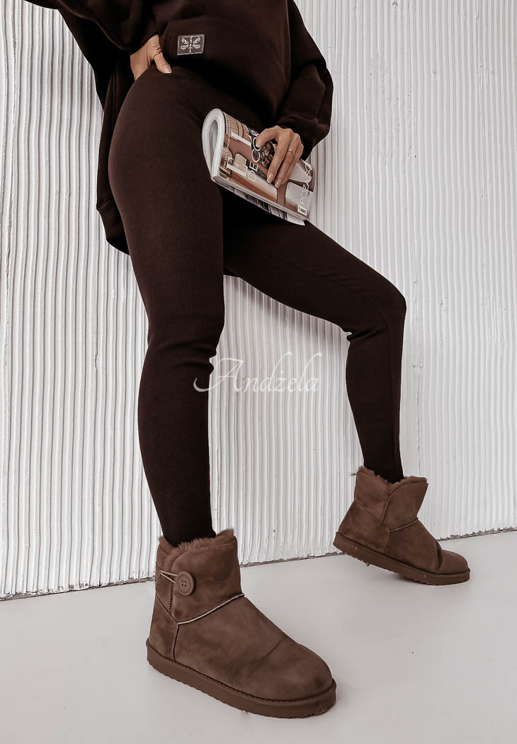 Siempre chocolate ribbed leggings Andżela Online Store