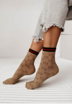 Skarpetki patterned Nicodemi in camel