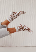 Skarpetki patterned Astio biało-in camel