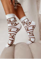 Skarpetki patterned Astio biało-in camel