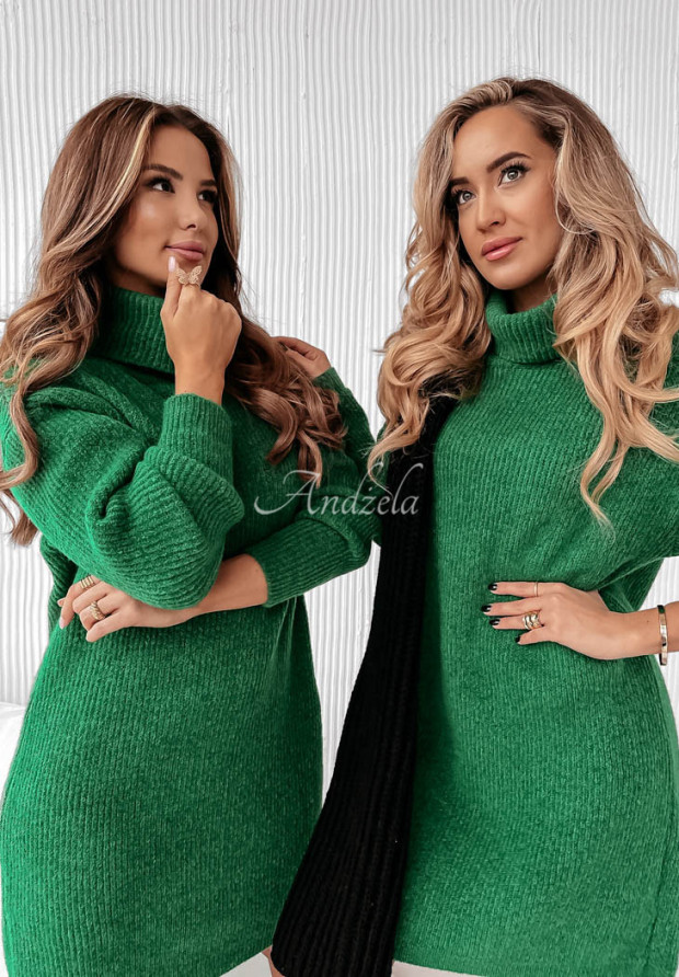Sukienka sweter z golfem Terenzio zielona