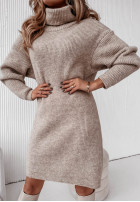 Sukienka sweter z golfem Terenzio beżowa