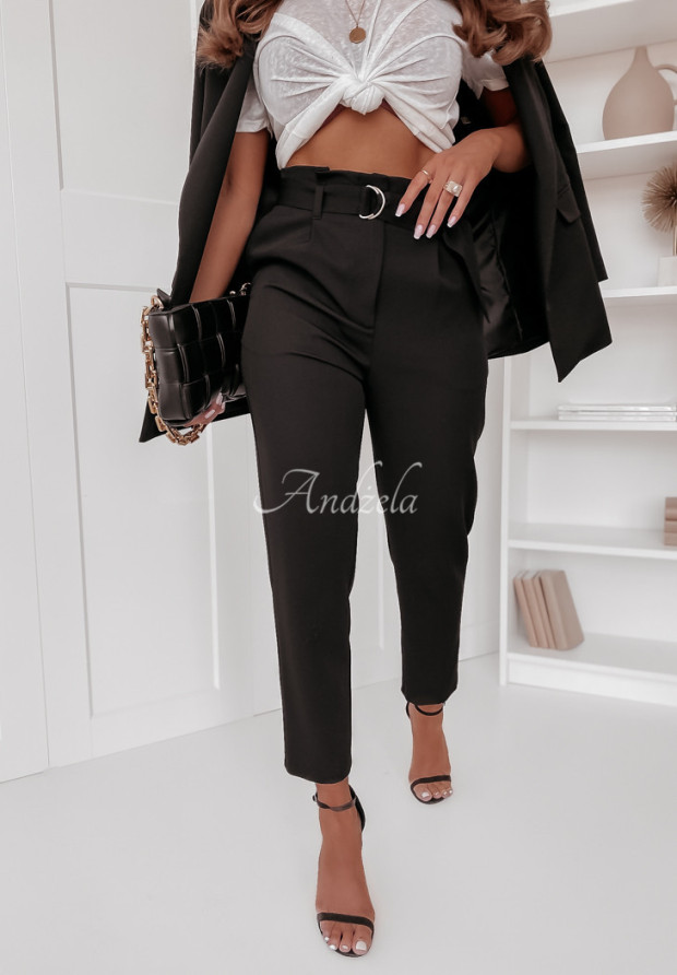 Eleganckie spodnie z wysokim stanem Alina czarne