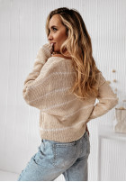 Sweter oversize w paski Lineris beżowy