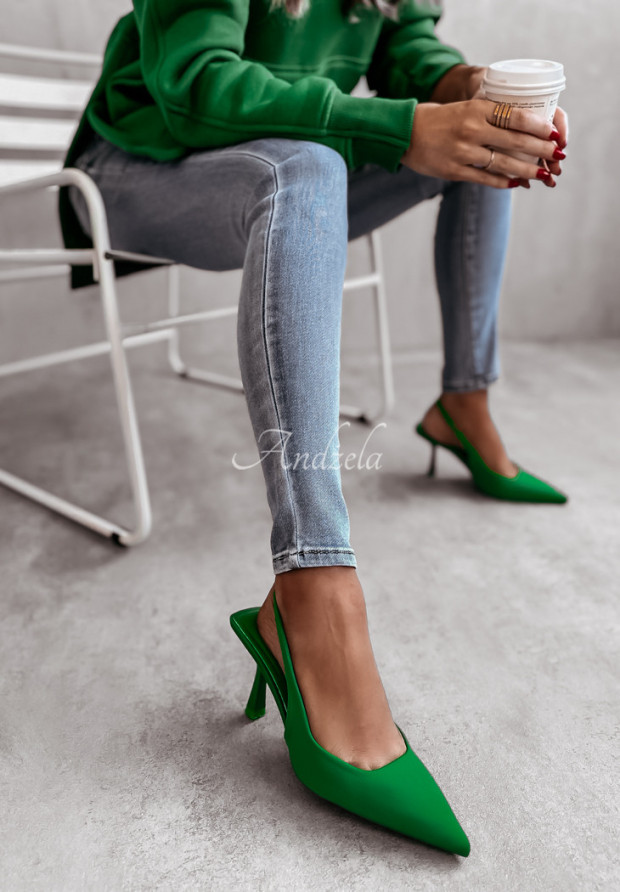 Sandałki w szpic La Belle zielone