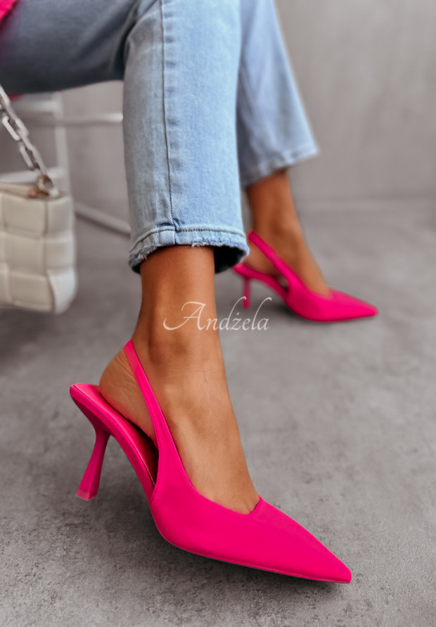 Sandałki w szpic La Belle neonowy różowy