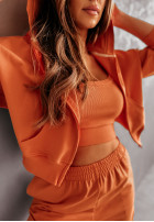 Krótki prążkowany top Comfy pomarańczowy