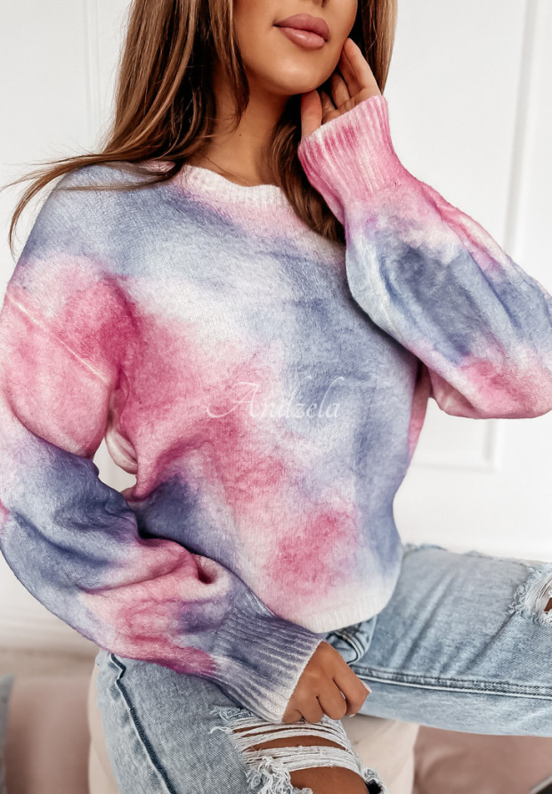 Sweter oversize z efektem ombre Tamika różowo-fioletowy