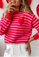 Sweter w paski So Lovely różowo-czerwony