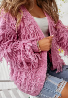 Sweter Kardigan Fringe Pink