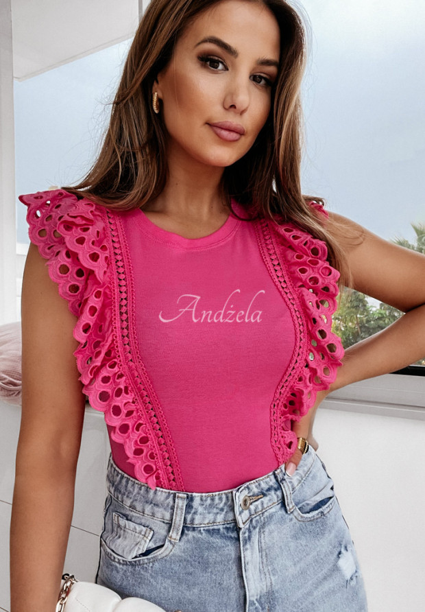 Bluzka z falbankami boho Marinelli różowa