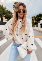 Jumper oversize w serduszka Show Me Love in beige- in black