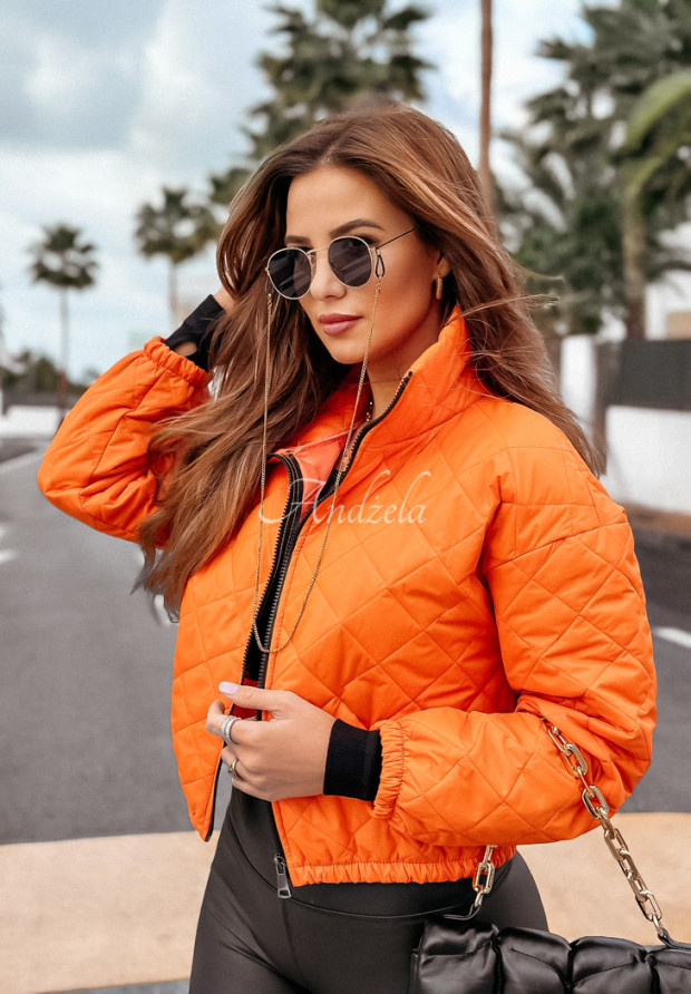 Pikowana kurtka bomberka Fashionable pomarańczowa
