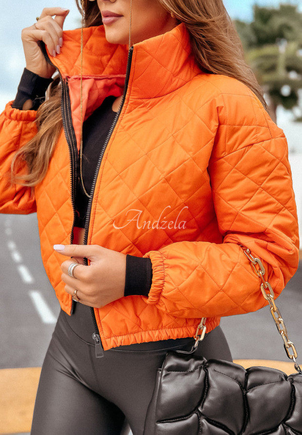 Pikowana kurtka bomberka Fashionable pomarańczowa