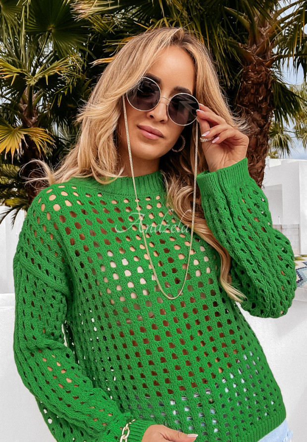 Ażurowy sweter Lorenzi zielony