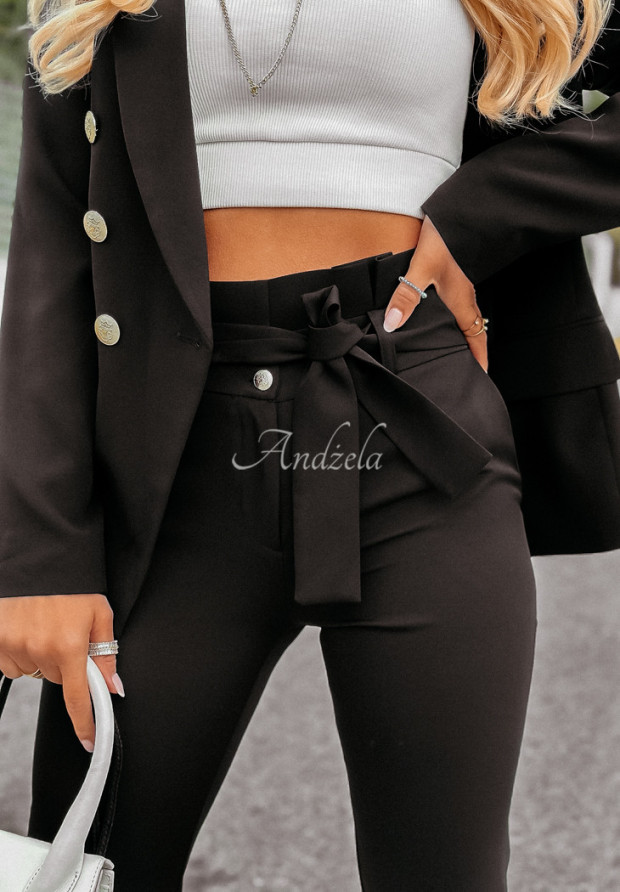 Eleganckie spodnie z paskiem I Want It, I Got It czarne