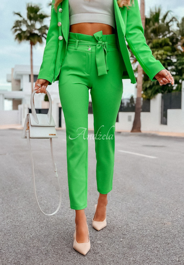 Eleganckie spodnie z paskiem I Want It, I Got It zielone