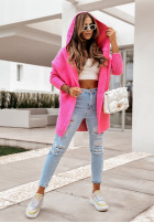 Długi Cardigan oversize z kapturem Montevista in pink