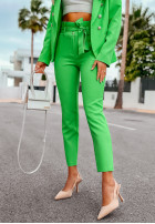Eleganckie spodnie z paskiem Be Authentic zielone
