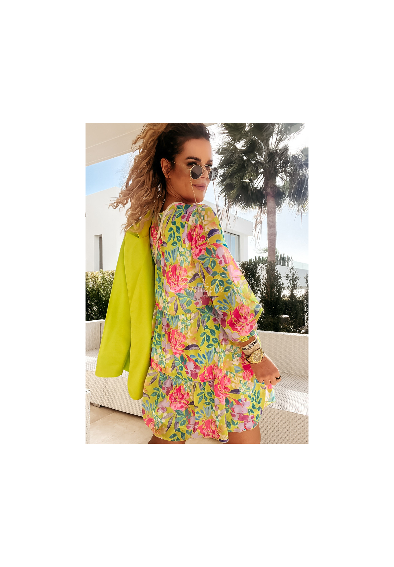 Flower Season floral dress with frills yellow