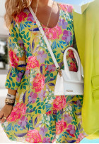Kwiecista Dress z falbankami Flower Season in yellow