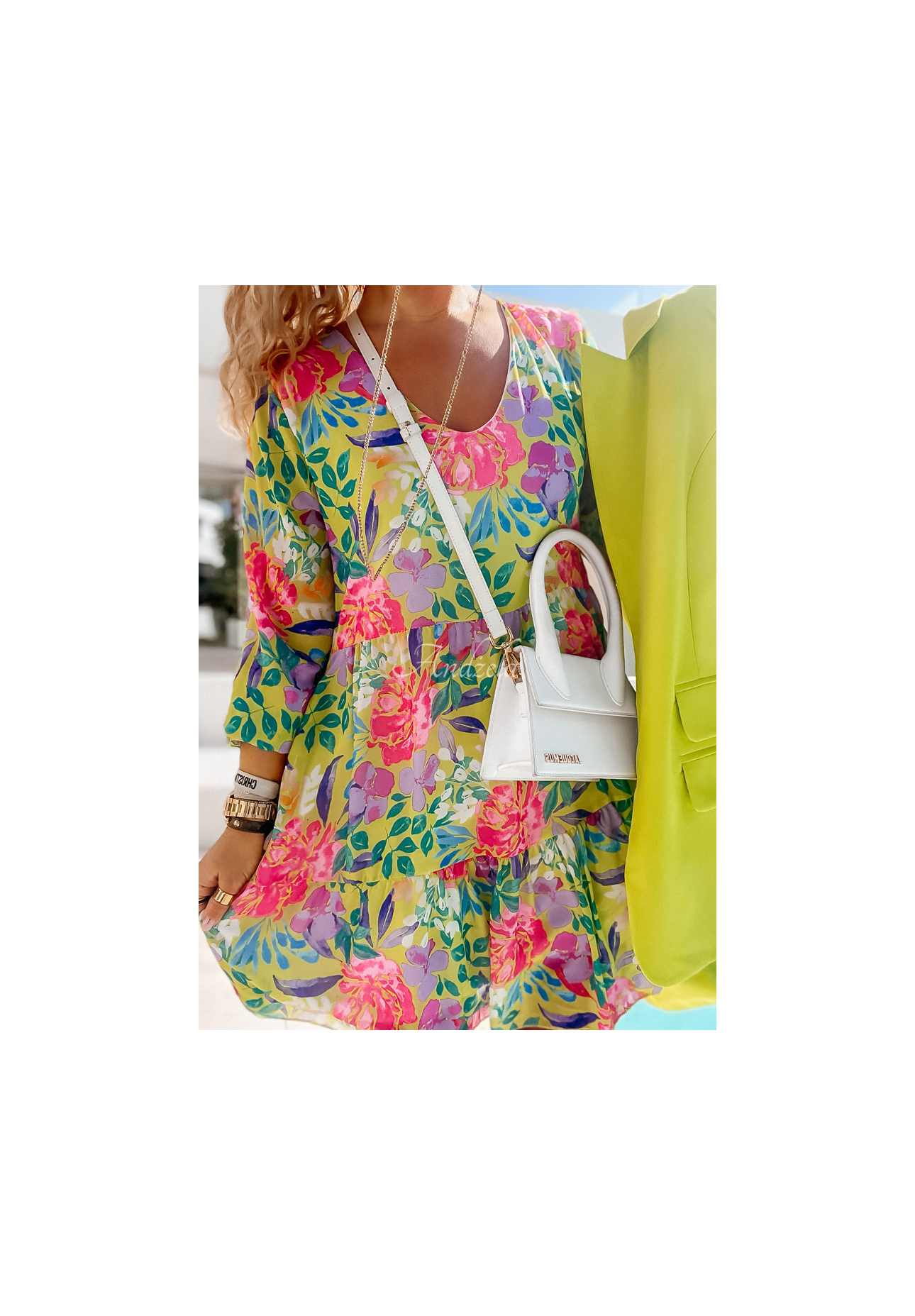 Flower Season floral dress with frills yellow