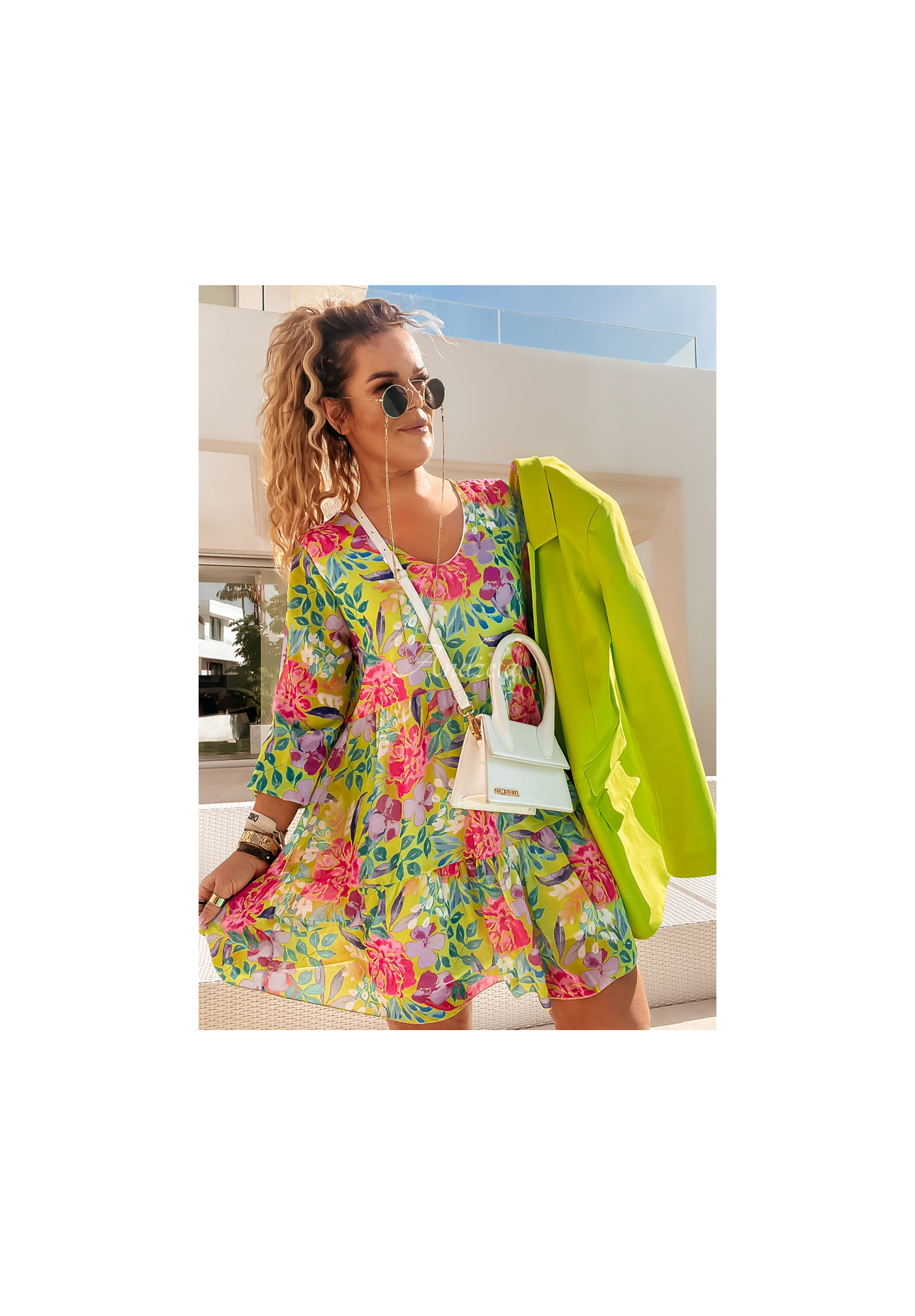 Flower Season floral dress with frills yellow