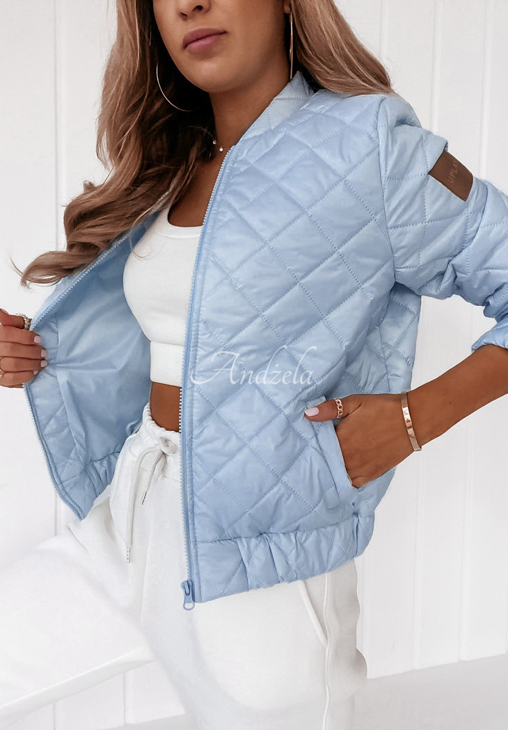Bessa blue quilted bomber jacket