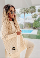 Asymetryczna Blouse Tunic w paski Rochelle in beige