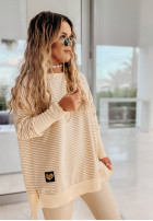 Asymetryczna Blouse Tunic w paski Rochelle in beige