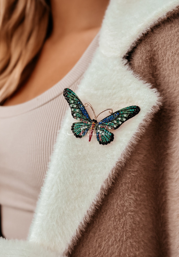 Broszka z motylem Wonderful Wings złoto-niebieska