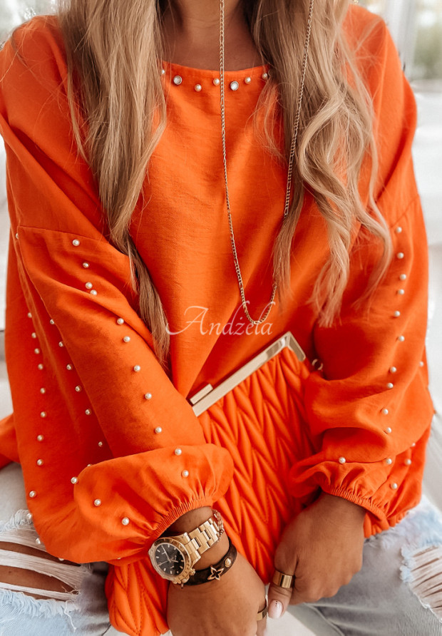 Bluzka oversize ze zdobieniem Liris pomarańczowa