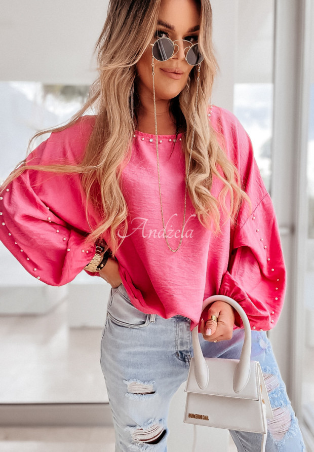 Bluzka oversize ze zdobieniem Liris różowa