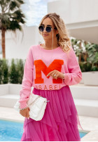 Sweter z haftem Isabel różowy