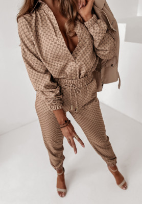 Empire patterned set camel